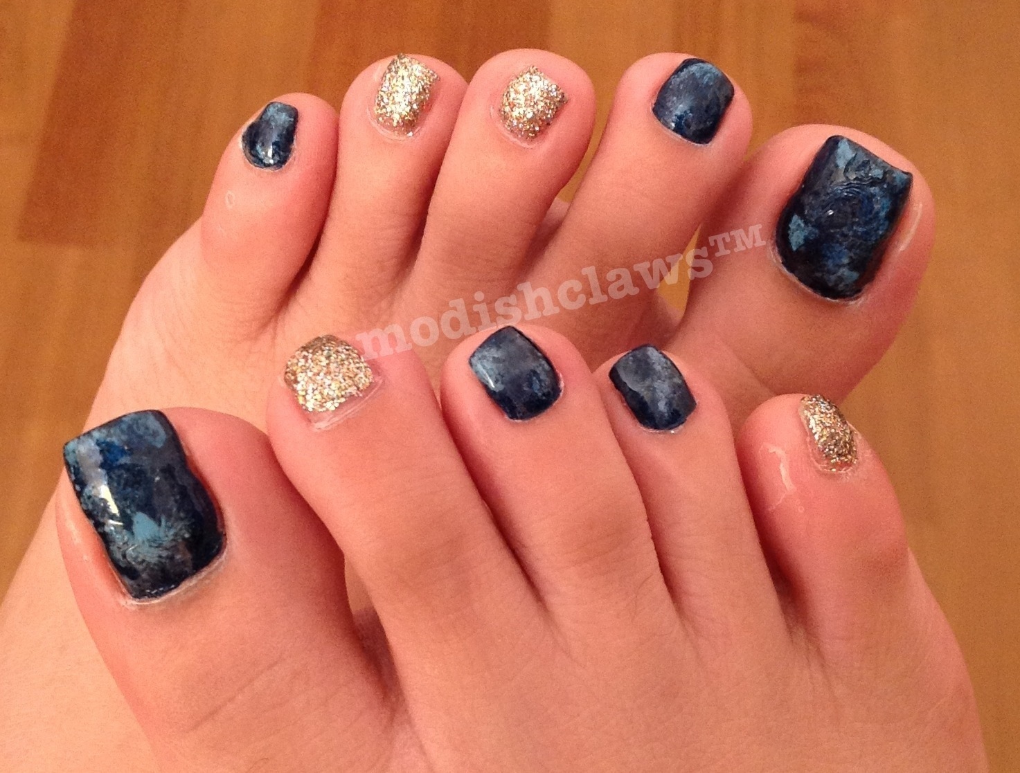 Here is my pedicure design. I smudged it a bit before it got dry. I 